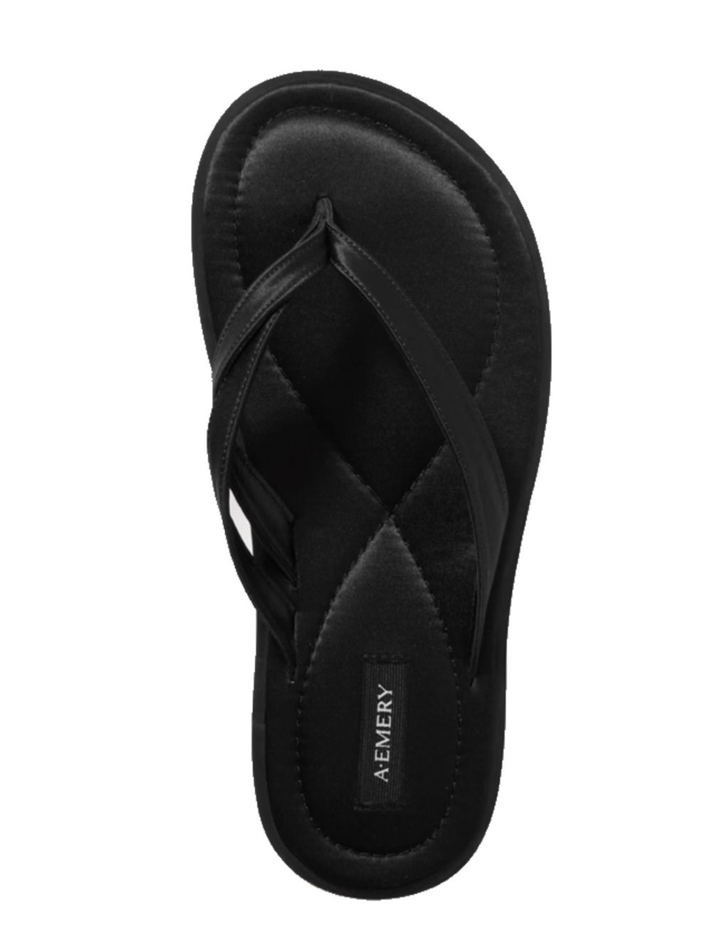 A.Emery Morgan Black Satin Leather Flip Flops Sandal Size IT 38